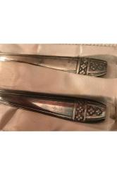 Fransız G.morel kutusunda gümüş kaplama çatal ve kaşık - kutu ölçüleri 21,5 cm 9,5 cm