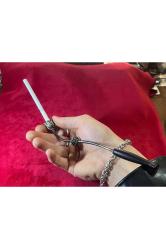 18 cm uzunluğunda abanoz ağacı ve gümüş sigara ağızlığı