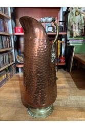 Porselen kulplu bakır kömür kovası 45 cm boyunda