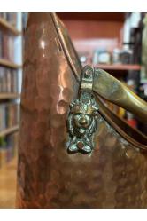 Porselen kulplu bakır kömür kovası 45 cm boyunda