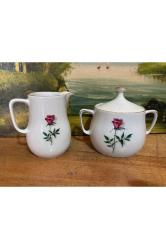 bareuther bavaria porselen şekerlik ve sütlük takımı - şekerlik 10 cm sütlük 9,5 cm boyunda