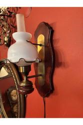 46 cm boyunda Opalin camlı ahşap ve pirinçten Avrupa Aplik