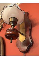 46 cm boyunda Opalin camlı ahşap ve pirinçten Avrupa Aplik