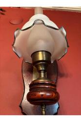 46 cm boyunda Opalin camlı ahşap ve pirinçten Avrupa Aplik