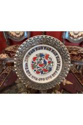 Bakır çerçevesinde Kutahya tabak - duvar tabağı 21 cm çapında