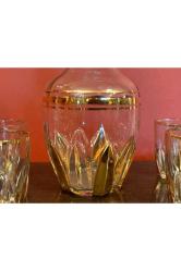 1960' s Fransız altın yaldızlı likör takımı karaf 22 cm kadehler 5,5 cm boyunda