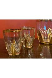 1960' s Fransız altın yaldızlı likör takımı karaf 22 cm kadehler 5,5 cm boyunda