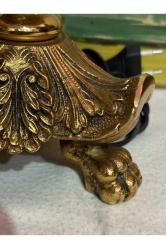 1960's fransız 52 cm boyunda bronz dan aslan figürlü ve ayaklı gaz lambası formunda abajur