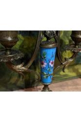 Fransız Sevres bronz işlemeli şamdan çifti 21,5 cm boyunda