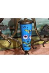 Fransız Sevres bronz işlemeli şamdan çifti 21,5 cm boyunda