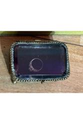 1900 Ler Başı Fransız Bizote Camlı Pirinç Mücevher Kutusu 8,5 Cm 6 Cm 5,5 Cm Ölçülerinde