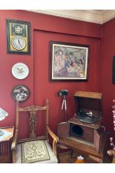 46 cm x 33 cm ölçülerinde istanbul Galata görselli Osmanlıca rakamlı pilli duvar saati