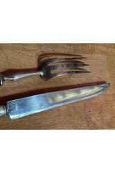 Paris damgalı kutusunda gümüş kaplama çatal ve bıçak servis seti - bıçak 29,5 cm çatal 26,5 cm