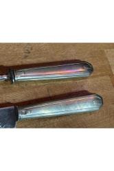 Paris damgalı kutusunda gümüş kaplama çatal ve bıçak servis seti - bıçak 29,5 cm çatal 26,5 cm