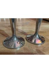 Bir çift krom şamdan - mumluk 22 cm boyunda