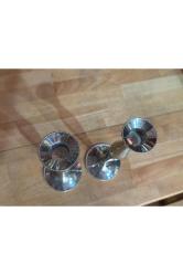 Bir çift krom şamdan - mumluk 22 cm boyunda