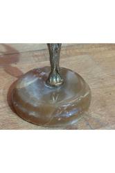 1980 ler melek figürlü pirinç ve mermer şamdan 19 cm boyunda