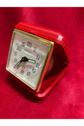 1950 ler alman peter kırmızı seyahat masa saati - sıfır gibi saklanmış - sorunsuz çalışır durumda