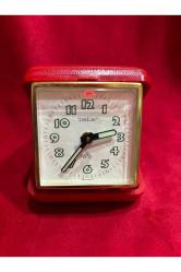 1950 ler alman peter kırmızı seyahat masa saati - sıfır gibi saklanmış - sorunsuz çalışır durumda