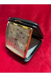 1950 ler alman junghans siyah seyahat masa saati - sıfır gibi saklanmış - sorunsuz çalışır durumda