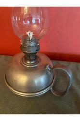 antika Fransız  zin (kurşun) gaz lambası 29 cm boyunda