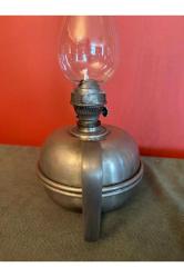 antika Fransız  zin (kurşun) gaz lambası 29 cm boyunda
