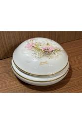 limoges rehausse main el boyama bonboniyer - 14 cm çapında 7 cm yüksekliğinde