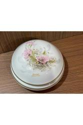 limoges rehausse main el boyama bonboniyer - 14 cm çapında 7 cm yüksekliğinde