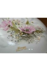 limoges rehausse main el boyama bonboniyer - 14 cm çapında 7 cm yüksekliğinde