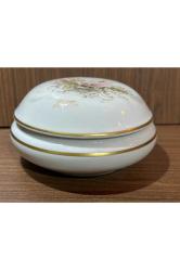 limoges rehausse main el boyama bonboniyer - 14 cm çapında 7 cm yüksekliğinde