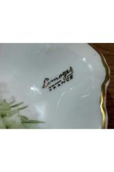 limoges rehausse main el boyama sunumluk şekerlik kase - 17 cm 10,5 cm x 3 cm ölçülerinde