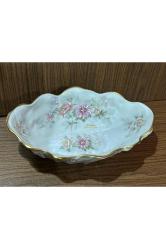 limoges rehausse main el boyama sunumluk şekerlik kase - 19 cm x 12 cm x 6 cm ölçülerinde