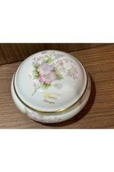 limoges rehausse main el boyama bonboniyer - 11 cm çapında 5 cm yüksekliğinde