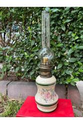 antika Fransız porselen gaz lambası 44 cm boyunda