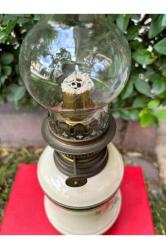 antika Fransız porselen gaz lambası 44 cm boyunda