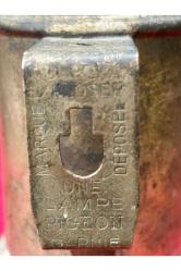 Fransız pirinç antika gaz lambası 26 cm boyunda