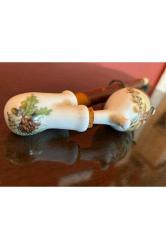 30 cm uzunluğunda avrupa porselen ve boynuz pipo