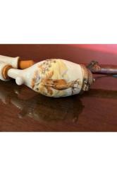 30 cm uzunluğunda avrupa porselen ve boynuz pipo