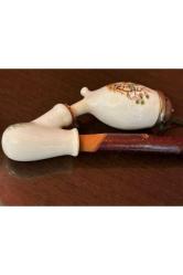 30 cm uzunluğunda avrupa porselen ve boynuz pipo