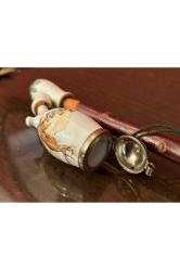 30 cm uzunluğunda avrupa porselen ve boynuz pipo