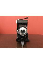 antika agfa isolette körüklü fotoğraf makinesi - deri kılıfında