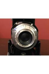 antika agfa isolette körüklü fotoğraf makinesi - deri kılıfında