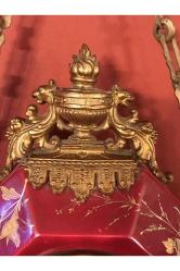 antika Fransız 1900 ler başı bronz detaylı porselen duvar saati Zincir hariç saatin ölçüler 38 x 26