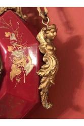 antika Fransız 1900 ler başı bronz detaylı porselen duvar saati Zincir hariç saatin ölçüler 38 x 26