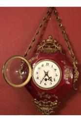 antika Fransız 1900 ler başı bronz detaylı porselen duvar saati Zincir hariç saatin ölçüler 38 x 26