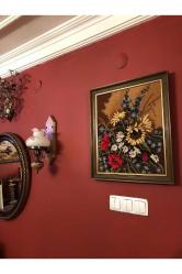 Ahşap çerçeveli Goblen tablo 55 cm 47 cm ölçülerinde