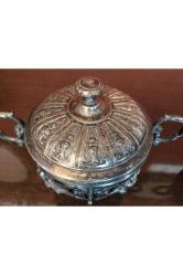 Bir çift gümüş kaplama kapaklı şekerlik