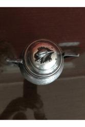 Çiçek motifli Gümüş kaplama kapaklı şekerlik 15 cm boyunda