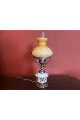 Avrupa opalin camlı pirinç ve seramik abajur 38 cm boyunda