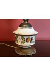 Avrupa opalin camlı pirinç ve seramik abajur 38 cm boyunda